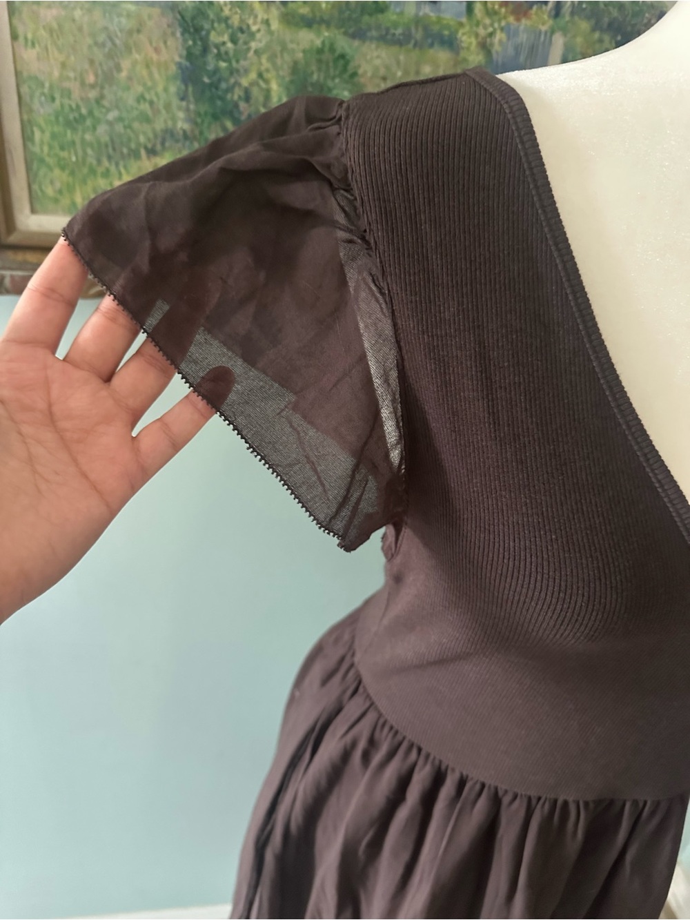 GAP Brown V-Neck Flutter Sleeve Maxi Dress - Picture 2 of 7